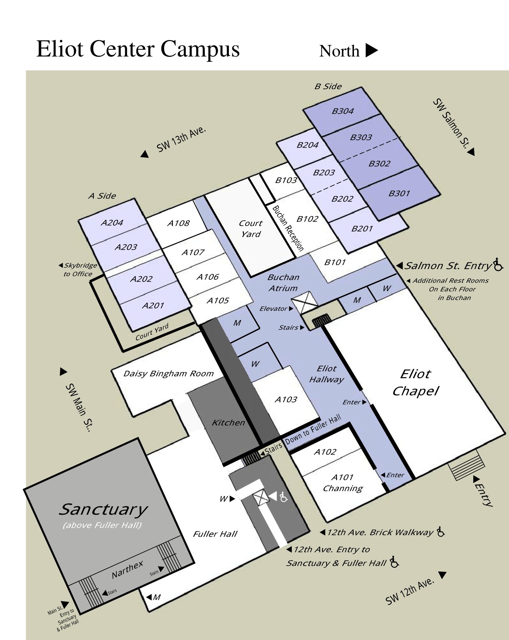 Know Your Venue — Map of Eliot Center Interior WordCamp Portland